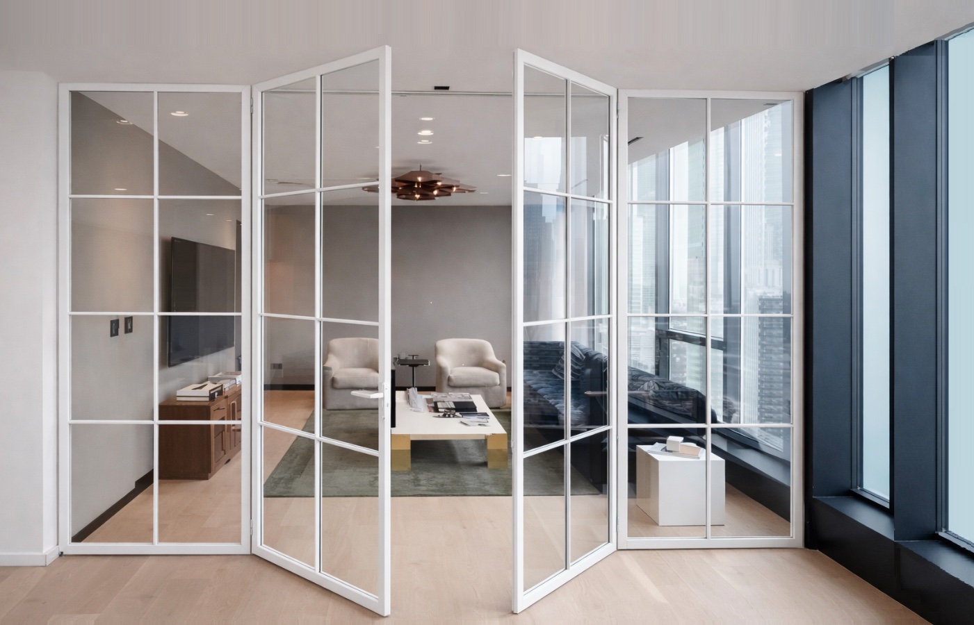 Стеклянные перегородки распашные двери, фото 1