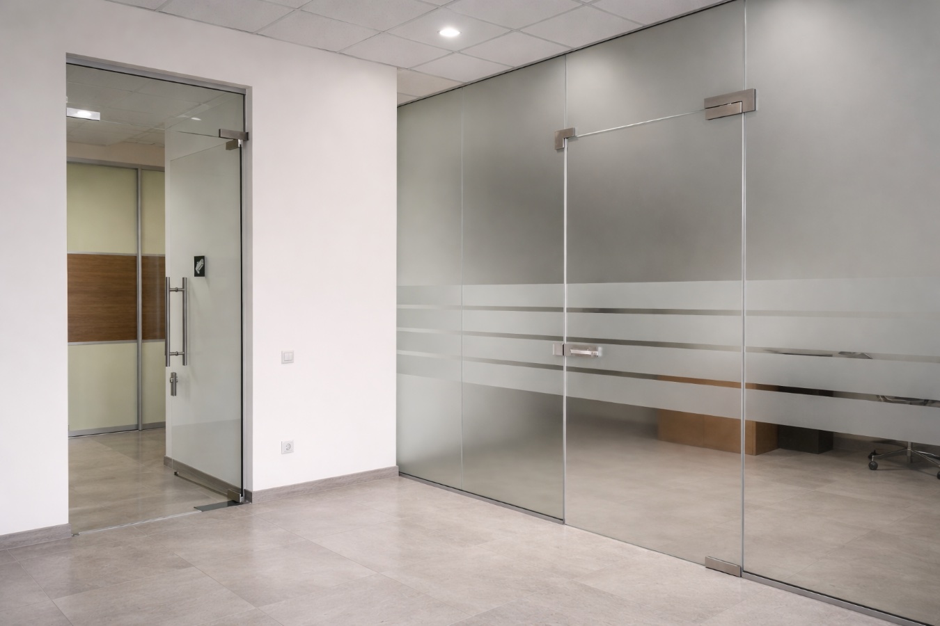 Стеклянные перегородки распашные двери, фото 26